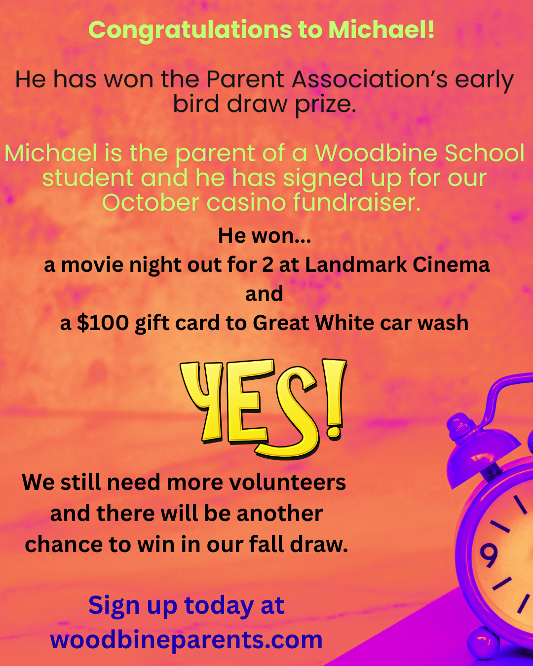 Congratulations to Michael!